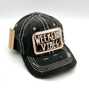 Weekend Vibes Woman’s Hat Cap Leopard Strapback Adjustable 4350 District NWT